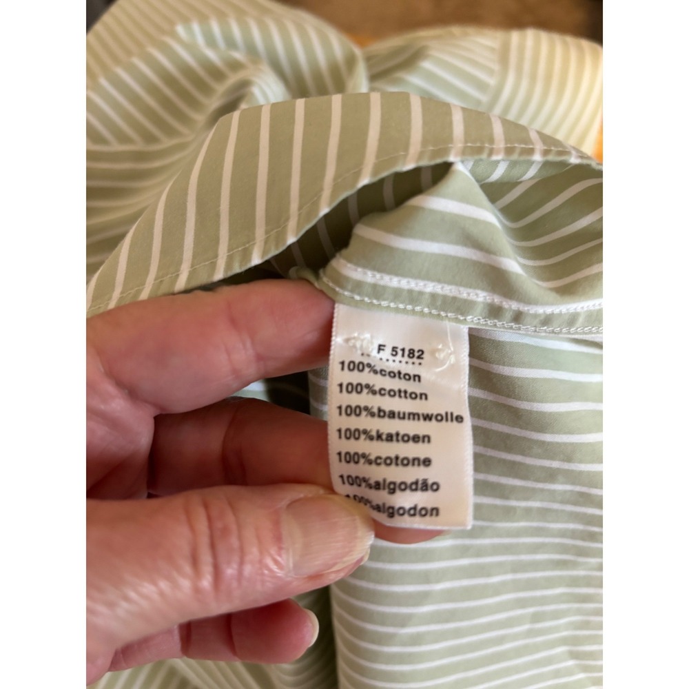 Lacoste Mens Striped Long Sleeve Button Down Shirt Green White Size 44 - Picture 6 of 6